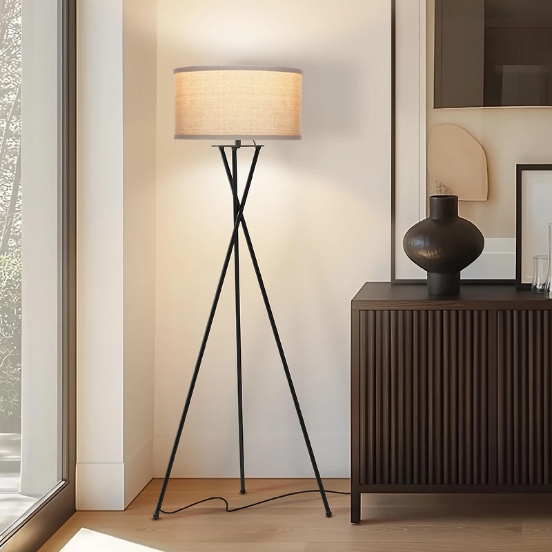 Jaxon 60" Led Contempoary Tripod Floor Lamp with Drum Shade