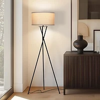 Jaxon 60" Led Contempoary Tripod Floor Lamp with Drum Shade