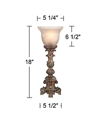 Regency Hill French Led Uplight Desk Table Lamp 18" High Beige Wash Candlestick Alabaster Glass Shade for Bedroom Bedside Office