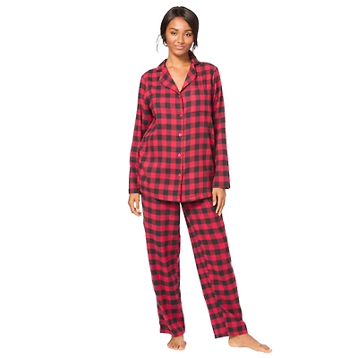 Dreams & Co. Women's Plus Classic Flannel Pajama Set