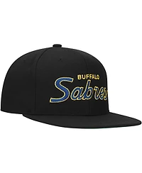 Mitchell Ness Men's Black Buffalo Sabres Core Team Script 2.0 Snapback Hat