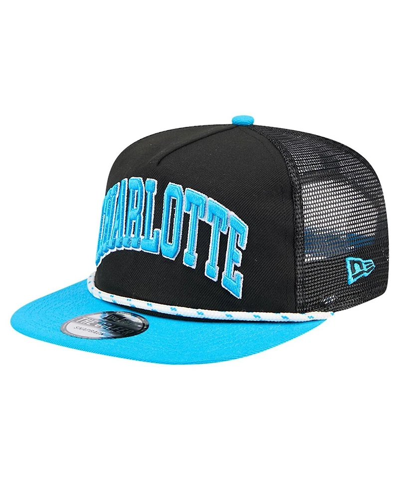 New Era Men's Black Charlotte Fc Throwback Golfer Snapback Hat