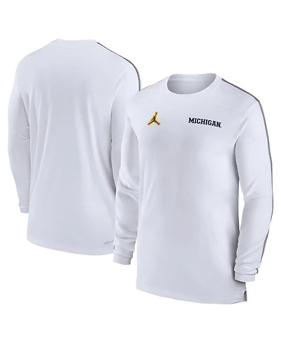 Jordan Men's Michigan Wolverines 2024 Sideline Coach Uv Performance Long Sleeve T-Shirt