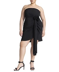 Eloquii Women's Plus Rosette Sash Mini Dress