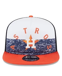 New Era Men's White/Orange Houston Astros Team Foam Front A-Frame Trucker 9FIFTY Snapback Hat