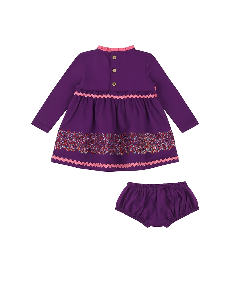 Mixed Up Clothing Infant Girls Long Sleeve Ruffle Trim Dress and Bloomer Set