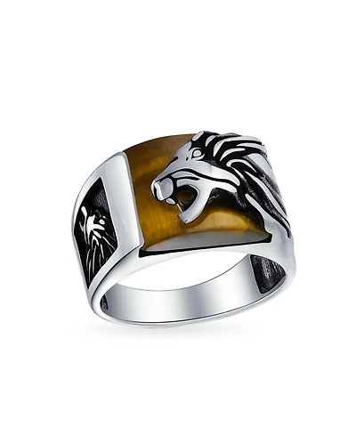 Bling Jewelry Large Roaring Lion Head Ring Solid Oxidized Sterling Silver
