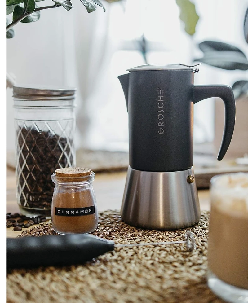Grosche Milano Steel Cafe Bliss: Moka Pot Frother Duo