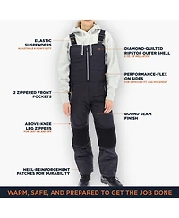 RefrigiWear Women's Diamond Quilted Bib Overalls - Insulated, Water-Repellent, and Wind-Tight Workwear for Extreme Cold
