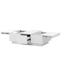 Streamdale White Multi-Storage Coffee Table, 39.3"x21.6"