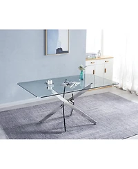 Streamdale Furniture Rectangular Tempered Glass Dining Table, Modern Dining Room Interior Design, For 6 People