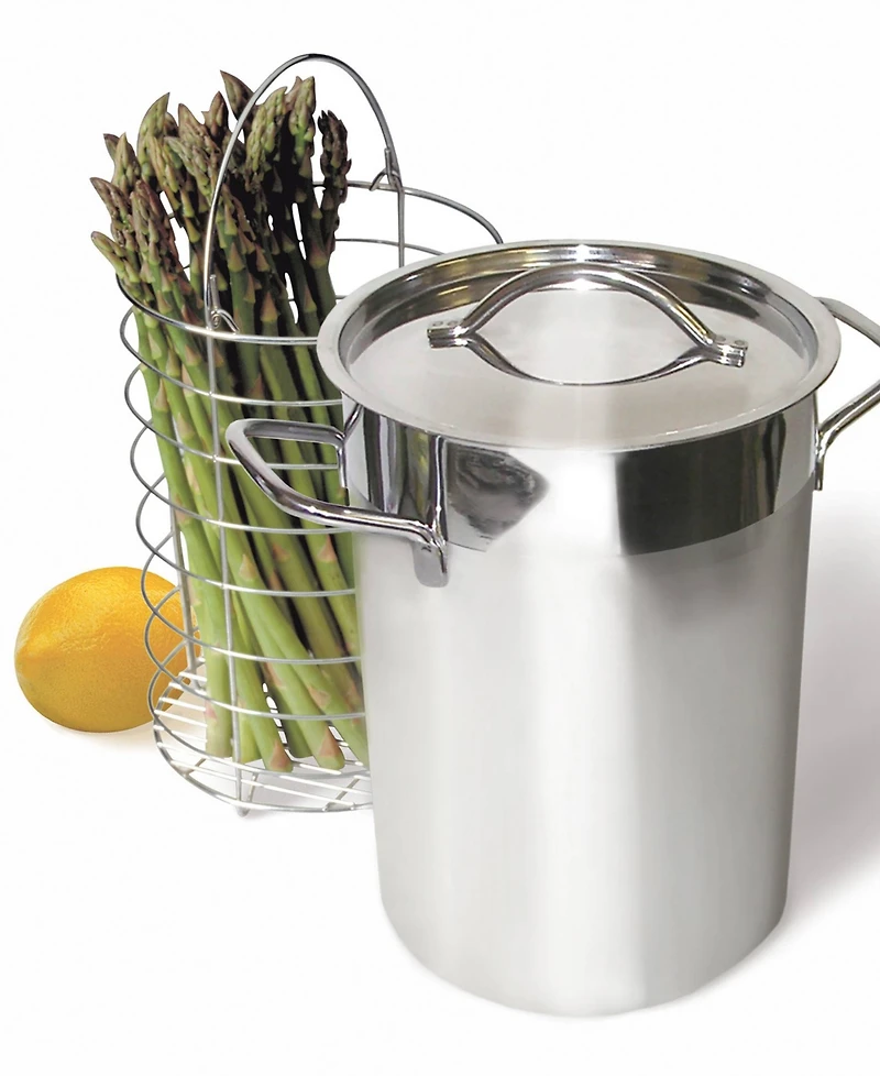 Rsvp International Endurance 18/8 Stainless Steel 8"x6"x9" Asparagus Steamer Pot Lid