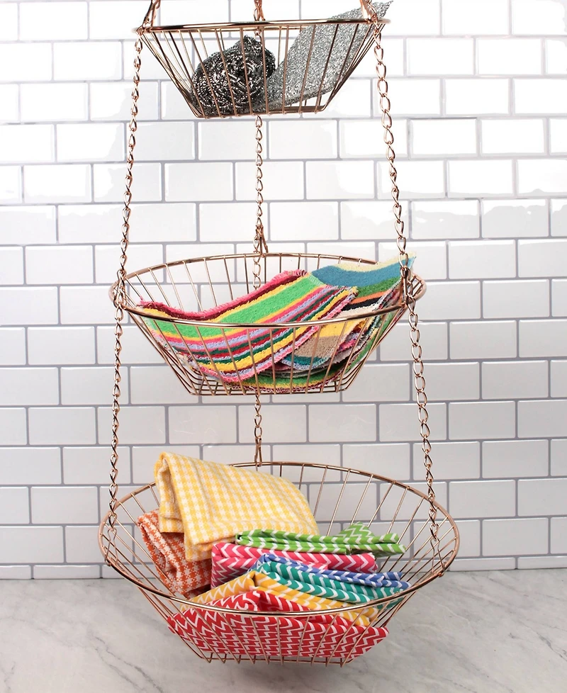 Rsvp International Woven Wire 3 Tier Copper Hanging Basket