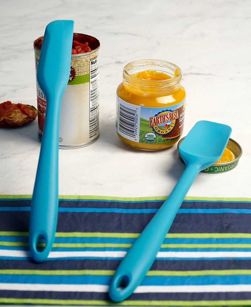 Rsvp International Silicone Coated Steel 2 Piece 8" Ela Series Turquoise Mini Spatula Set