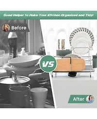Sugift 2-Tier Detachable Dish Rack with Drainboard and 360° Swivel Spout