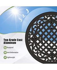 Costway 24" Patio Side Table with Adjustable Footpads Round Cast Aluminum End Table