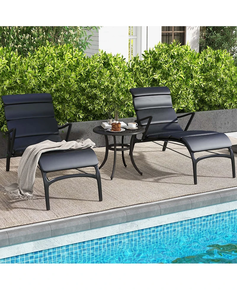 Costway 24" Patio Side Table with Adjustable Footpads Round Cast Aluminum End Table