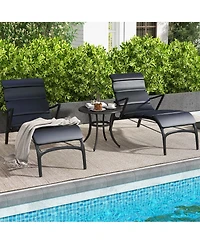 Costway 24" Patio Side Table with Adjustable Footpads Round Cast Aluminum End Table