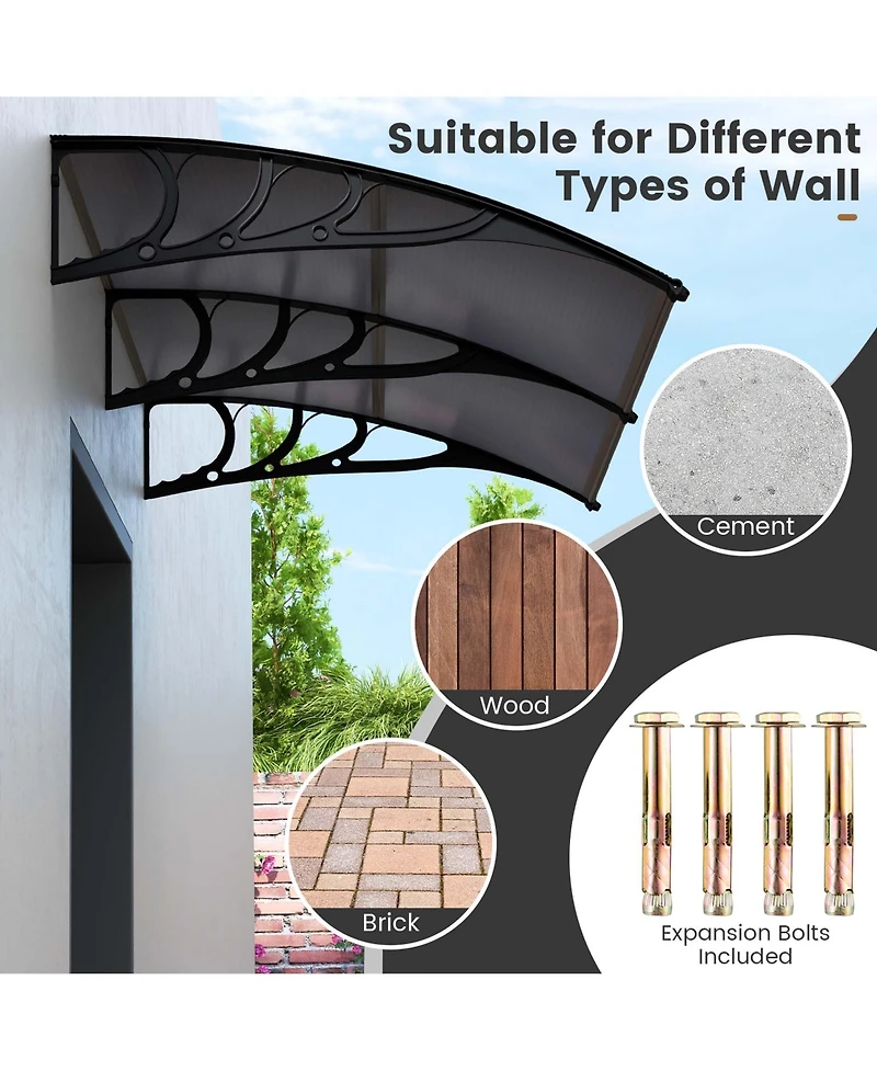 80" x 40" Patio Awning Canopy Window Door Overhang Rain Snow Protection