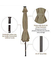 10' Solar Led Lighted Patio Market Umbrella Shade Tilt Adjustment