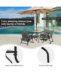 34 Inch Outdoor Dining Table Square Tempered Glass Table with 1.5" Umbrella Hole