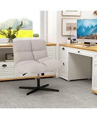Armless Office Desk Chair Modern Swivel Vanity with Adjustable Height
