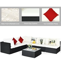 Costway 7PCS Patio Rattan Furniture Set Sectional Sofas Cushion Covers