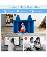 Costway Kids Play Sofa Set Modular Convertible Foam Folding Couch Toddler Playset