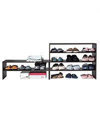 3 Pcs Stackable Shoe Rack 31-Inch Horizontal Organizer 2-tier StorageShelf