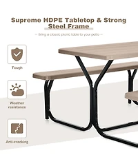 Gymax Picnic Table Camping Bench Set Backyard Garden Patio Dining Party