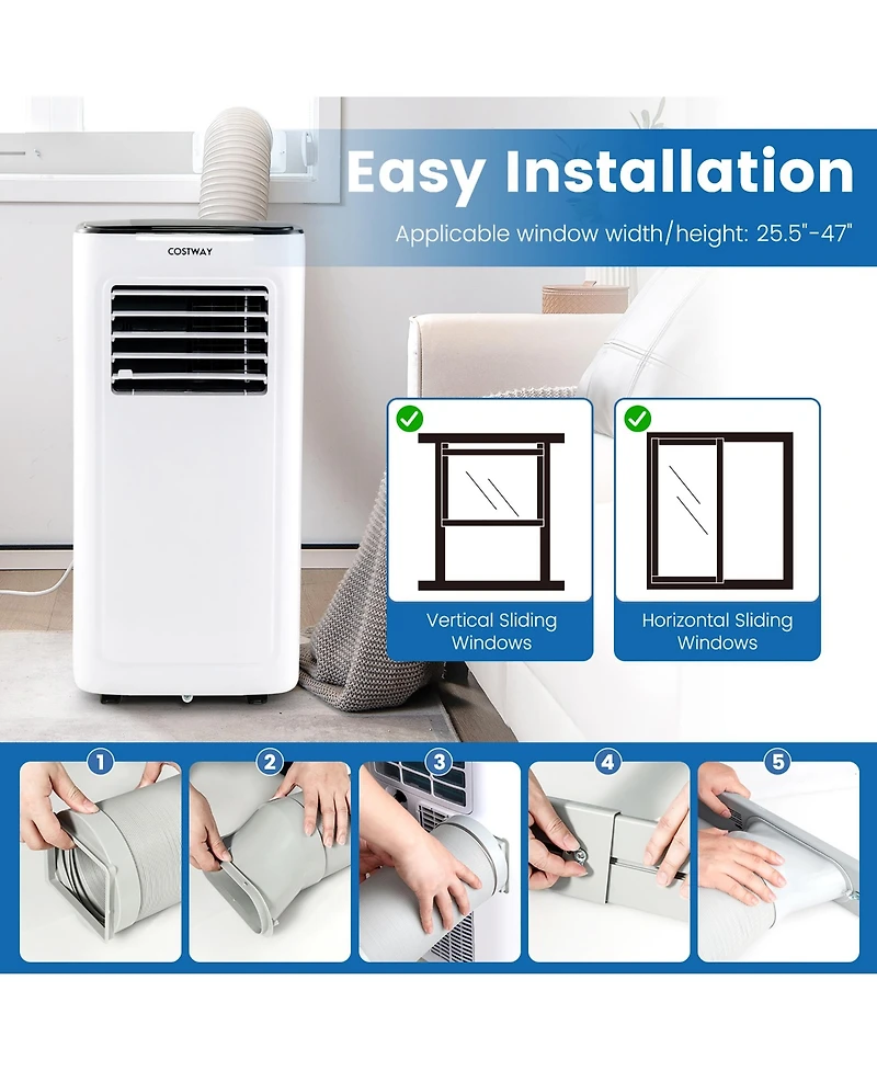 6000 Btu (9000 Btu Ashar) Portable Air Conditioner 3-in-1 Ac Unit with Cool Dehum Fan Sleep Mode