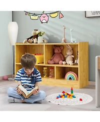 Kids 2-Shelf Bookcase 5-Cube Wood Toy Storage Cabinet Organizer