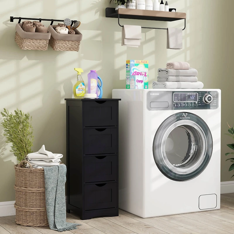 4-Drawer Bathroom Floor Cabinet Free Standing Storage Side Organizer