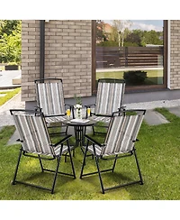 Costway 2pcs Patio Folding Sling Chairs Dining Armrest Backrest Outdoor Portable