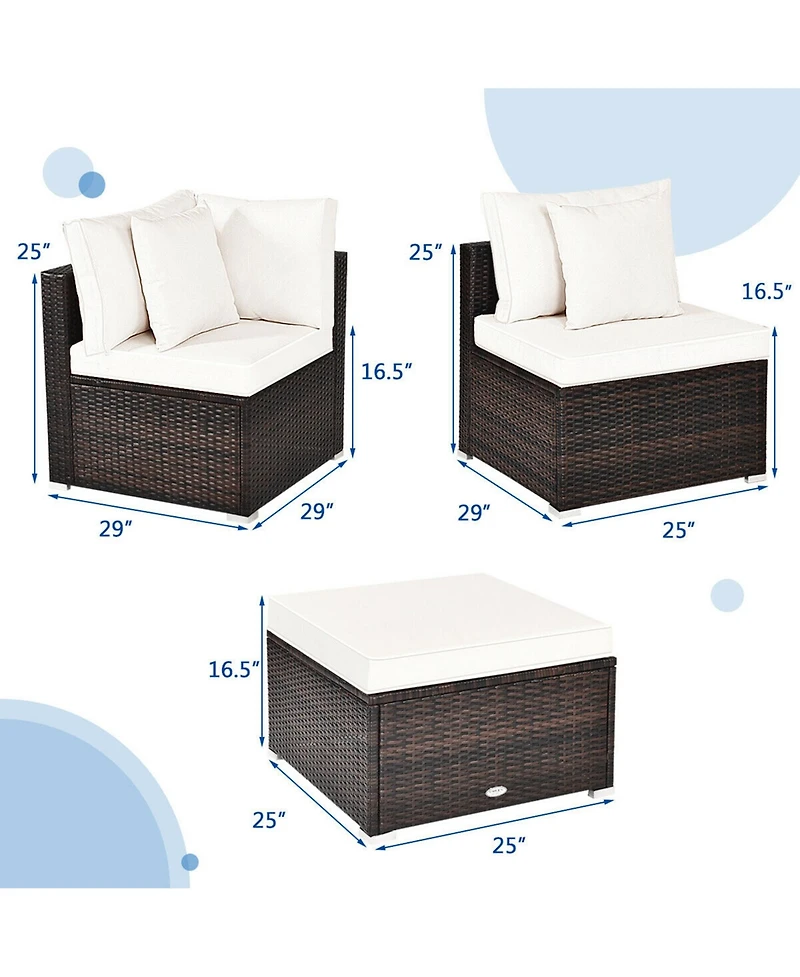 Gymax 4PCS Rattan Patio Sofa Conversation Set Outdoor Furniture Set w/ Cushion