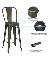 Costway Set of 4 High Back Metal Stool 30'' Seat Bar Height