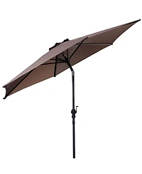 9FT Patio Umbrella Patio Market Steel Tilt W/ Crank Outdoor Yard Garden