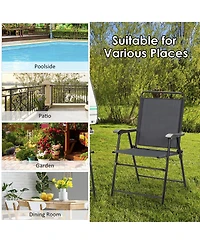 Costway 4PCS Outdoor Patio Folding Chair W/Armrest Portable Camping Lawn Garden