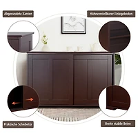 Costway Kitchen Storage Cabinet Sideboard Buffet Cupboard Wood Sliding Door Pantry Brown