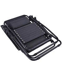 2 Pcs Folding Zero Gravity Reclining Lounge Chairs Beach Patio with Utility Tray