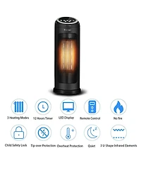 Portable Oscillating Ptc Ceramic Space Heater 1500W Led 12H Timer Remote Control