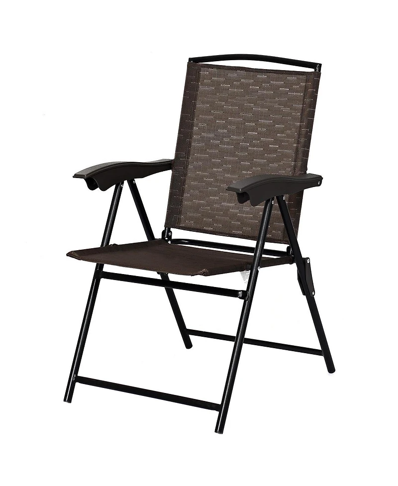 4PCS Folding Sling Chairs Steel Armrest Patio Garden Camping