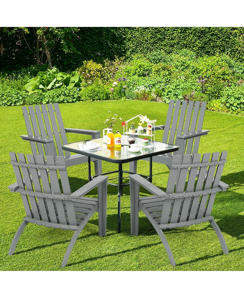 Costway Patio Adirondack Chair Acacia Wood Lounge Armrest Garden Deck