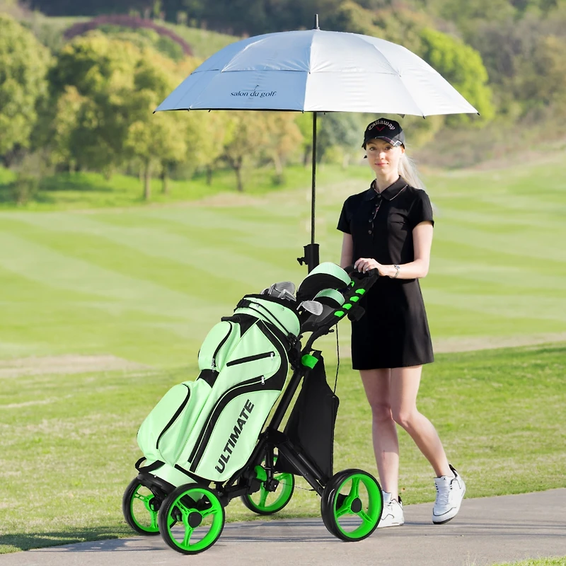Folding 4 Wheels Golf Push Cart W/Bag Scoreboard Adjustable Handle
