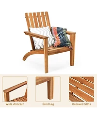 Costway Patio Adirondack Chair Acacia Wood Lounge Armrest Garden Deck