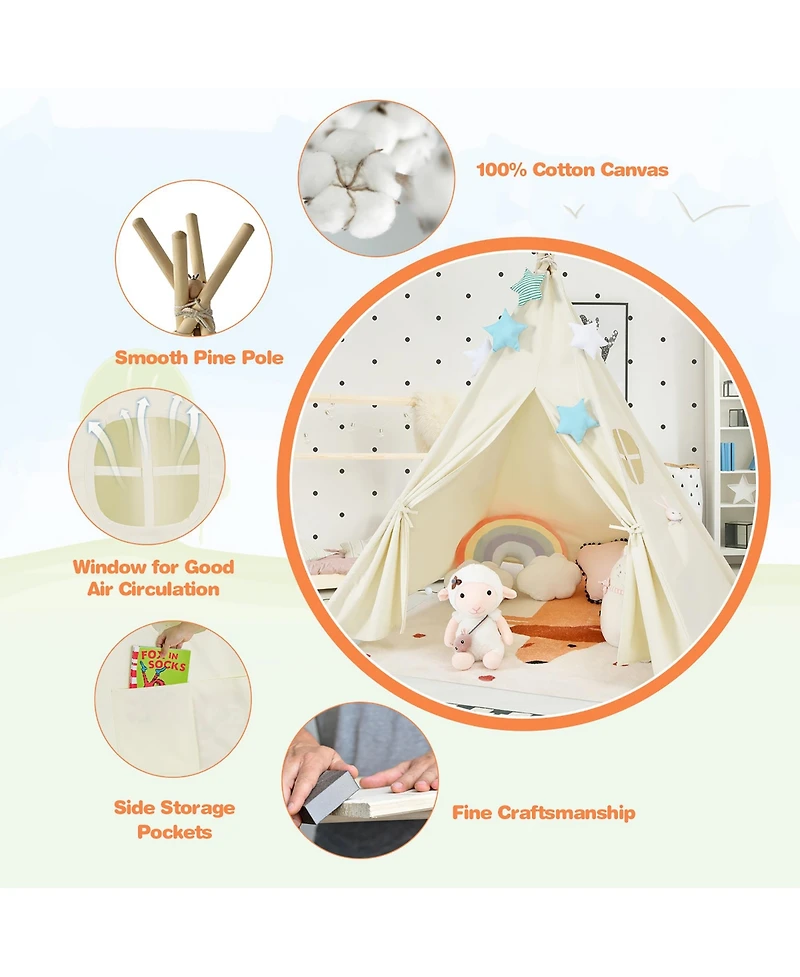 Kids Canvas Play Tent Foldable Playhouse Toys for Indoor Outdoor