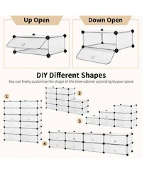 Shoe Rack 12-Cube Diy Plastic Shoe Cabinet Multi Use Modular Closet Shelf