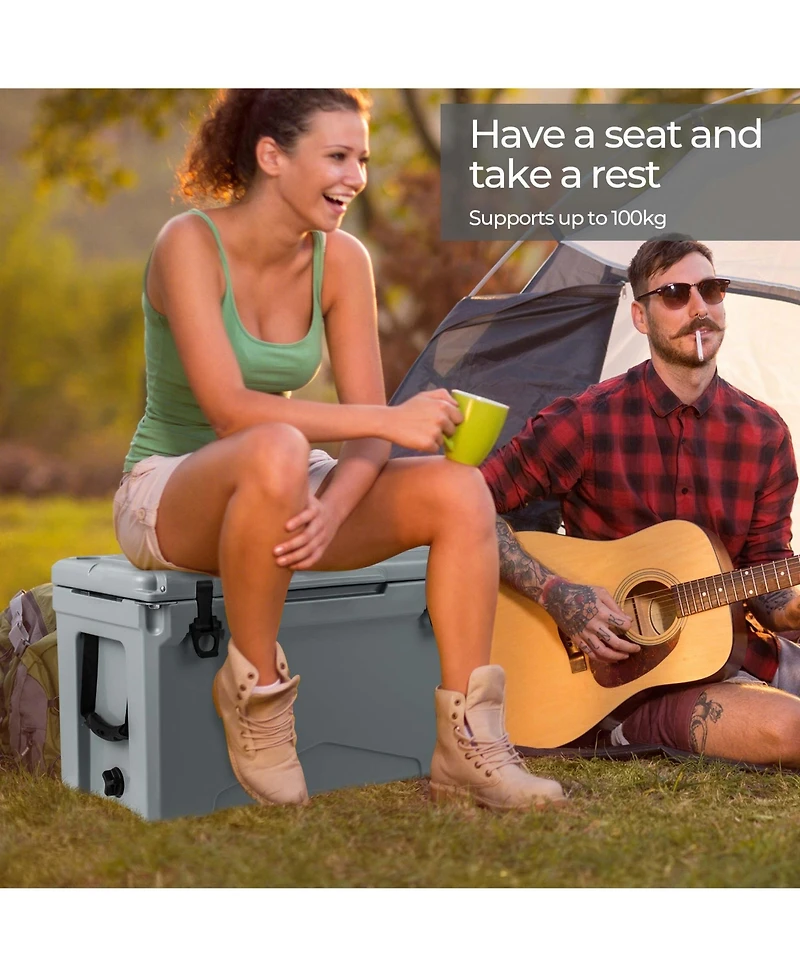 Costway 50 Qt Rotomolded Cooler Portable Ice Chest Ice Retention for 5-7 Days