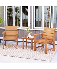 2 Pcs Patio Hardwood Chair Wood Dining Armchairs Breathable Slatted Seat Garden