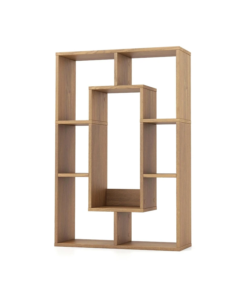 7-Cube Geometric Bookshelf with Anti-Toppling Device Modern Open Bookcase